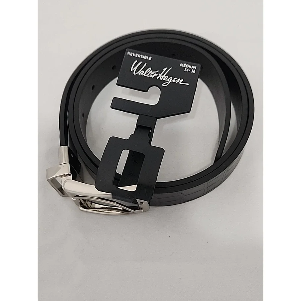 Walter Hagen Men's‎ Reversible Crocodile Golf Belt Black Size M